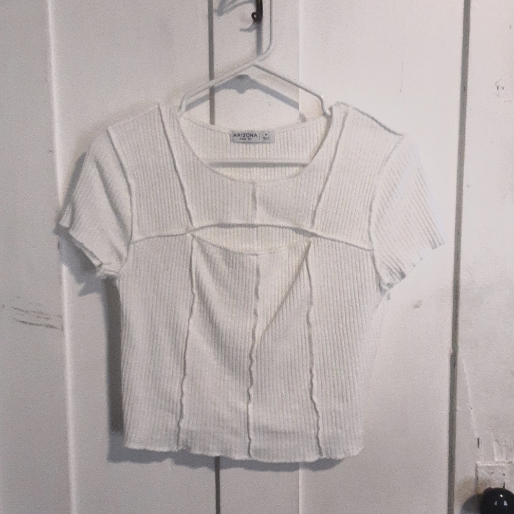 white crop top with boob window
